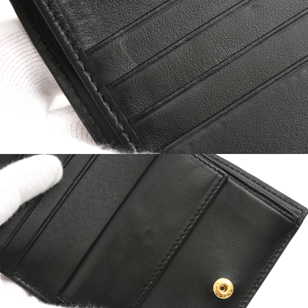 プラダ 財布 ユニセックス 二つ折り コンパクト財布 サフィアーノレザー ブラック PRADA 1MV204 中古