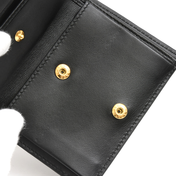 プラダ 財布 ユニセックス 二つ折り コンパクト財布 サフィアーノレザー ブラック PRADA 1MV204 中古