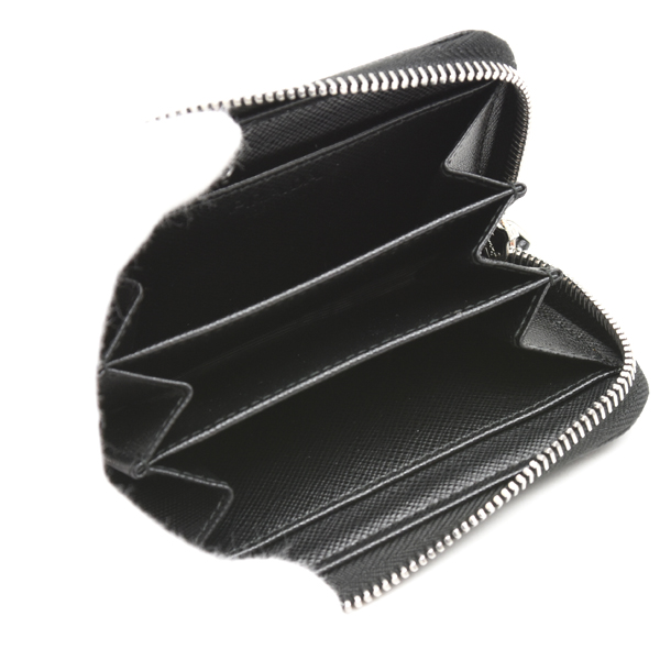 プラダ ユニセックス カードケース ストラップ付 コインカードケース サフィアーノレザー ブラック PRADA 2MR021 中古