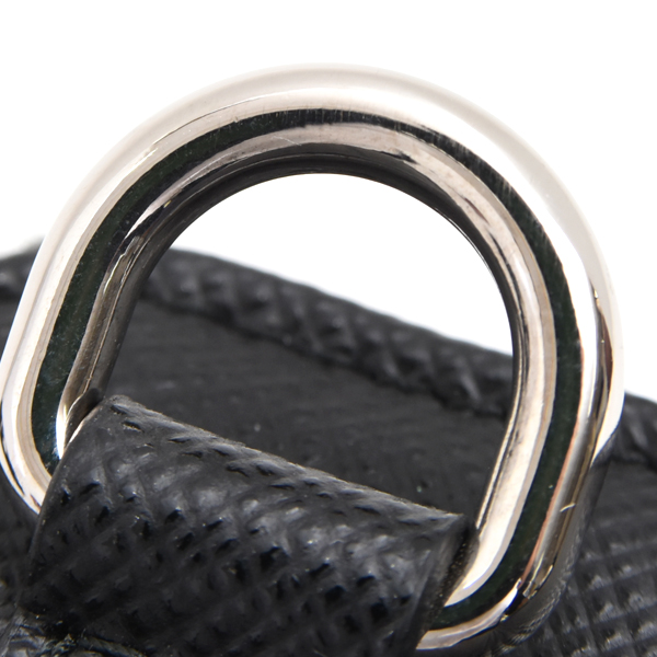 プラダ ユニセックス カードケース ストラップ付 コインカードケース サフィアーノレザー ブラック PRADA 2MR021 中古