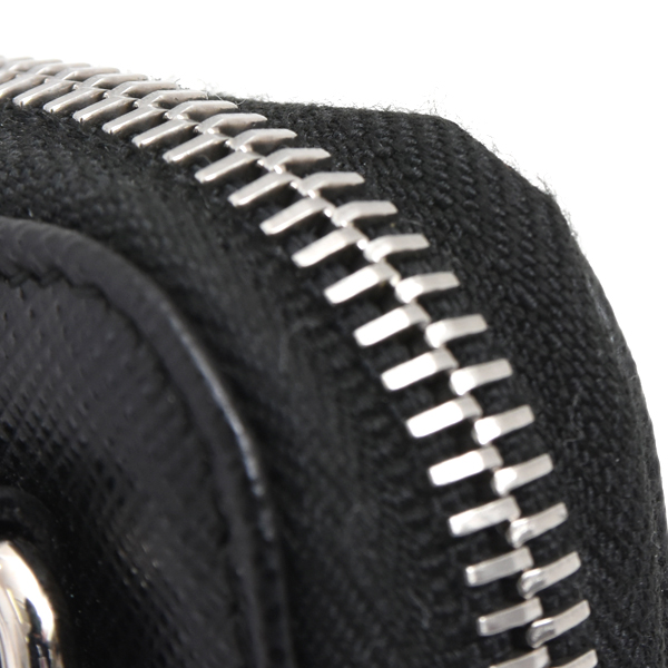 プラダ ユニセックス カードケース ストラップ付 コインカードケース サフィアーノレザー ブラック PRADA 2MR021 中古