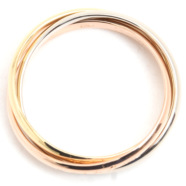 カルティエ 指輪 レディース トリニティ リング 3連 細タイプ 2mm幅 53号 ゴールド Cartier 750YG×WG×PG 中古