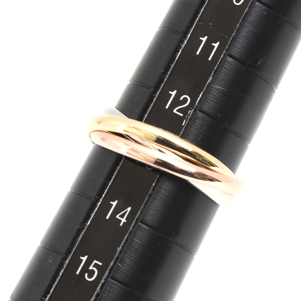 カルティエ 指輪 レディース トリニティ リング 3連 細タイプ 2mm幅 53号 ゴールド Cartier 750YG×WG×PG 中古