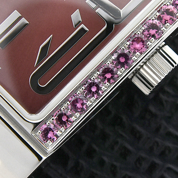 ブルガリ 時計 レディース レッタンゴロ ロードライトガーネットベゼル 電池式 ワインレッド文字盤 ステンレス BVLGARI RT39S 中古