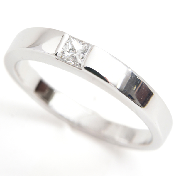 カルティエ 指輪 メンズ タンク 1Pダイヤモンド リング 59号 ホワイトゴールド Cartier 750WG 中古