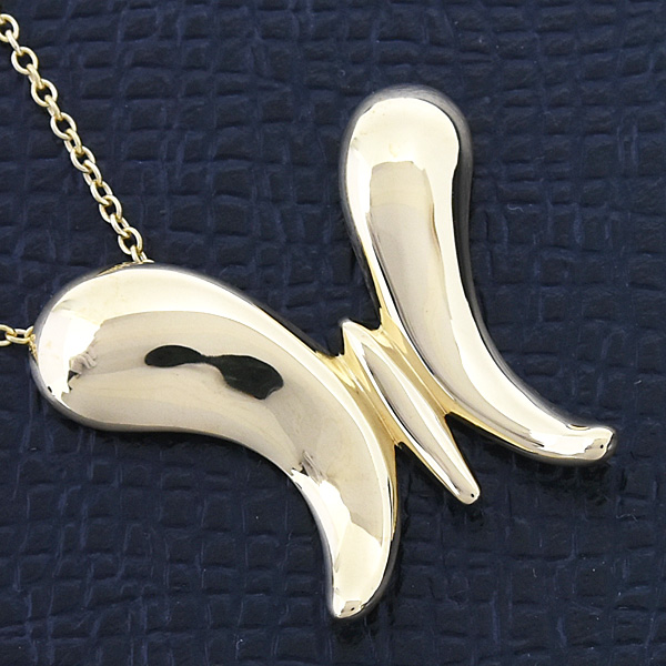 ティファニー ネックレス レディース バタフライ ペンダント エルサペレッティ イエローゴールド 750YG TIFFANY 中古