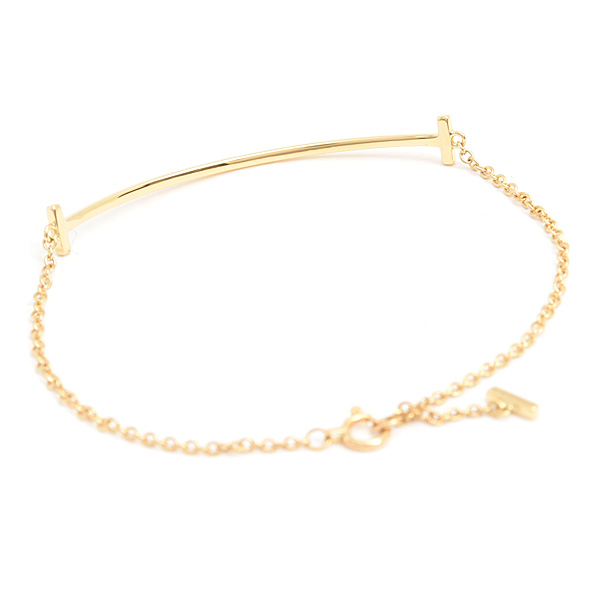 ティファニー ブレスレット レディース Tスマイル Mサイズ イエローゴールド 750YG TIFFANY 中古