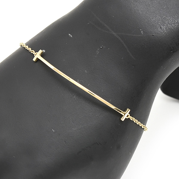 ティファニー ブレスレット レディース Tスマイル Mサイズ イエローゴールド 750YG TIFFANY 中古