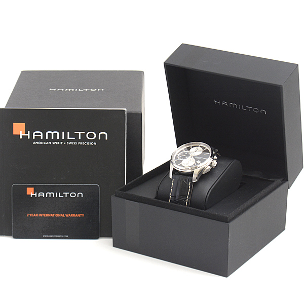 ハミルトン 時計 メンズ ジャズマスター クロノグラフ 自動巻 ブラック文字盤 ステンレス SS HAMILTON H325960 中古