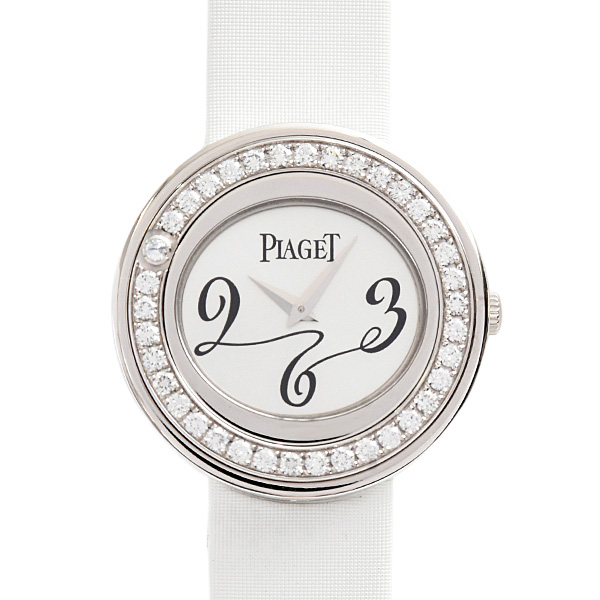 ピアジェ 時計 レディース ポセション ダイヤモンドベゼル 電池式 シルバー文字盤 ホワイトゴールド PIAGET P10402 750WG 中古