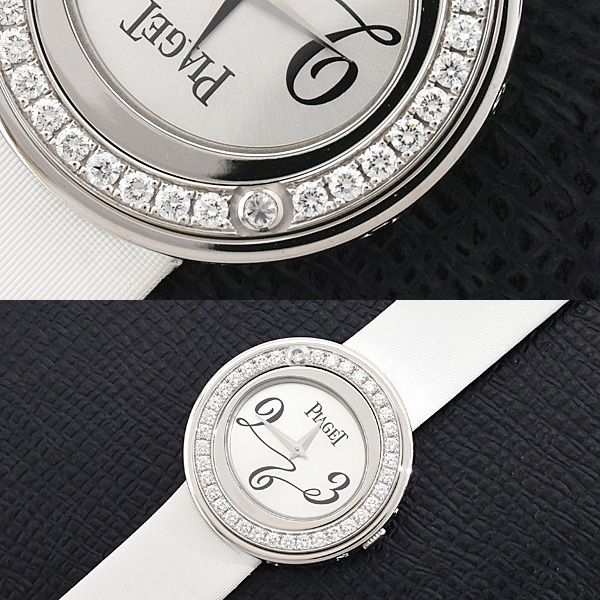ピアジェ 時計 レディース ポセション ダイヤモンドベゼル 電池式 シルバー文字盤 ホワイトゴールド PIAGET P10402 750WG 中古