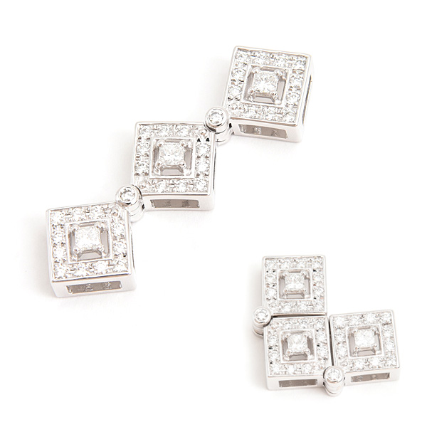 タサキ ペンダント レディース ダイヤ スクエア 2WAY ペンダントトップ D0.53ct ホワイトゴールド K18WG TASAKI 中古