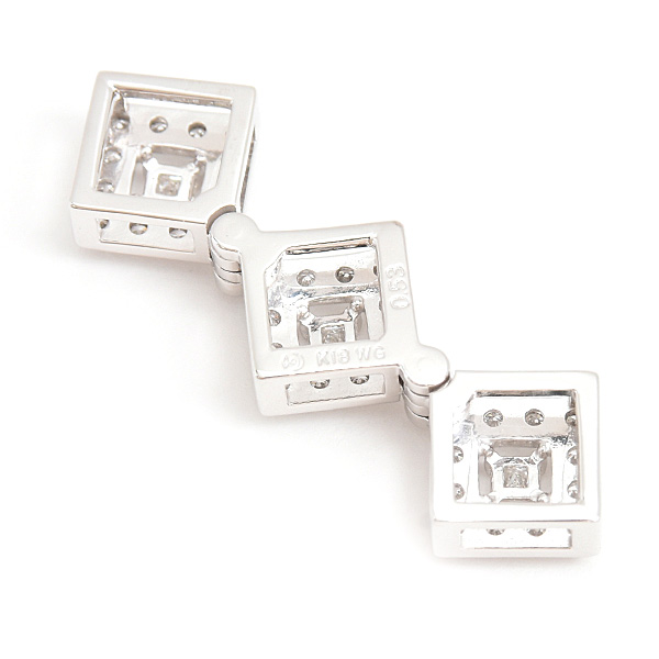 タサキ ペンダント レディース ダイヤ スクエア 2WAY ペンダントトップ D0.53ct ホワイトゴールド K18WG TASAKI 中古
