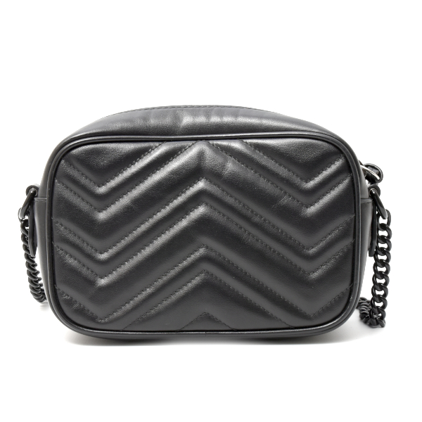グッチ バッグ レディース メンズ ミニカメラバッグ ショルダーバッグ GGマーモント レザー ブラック 634936 GUCCI 中古
