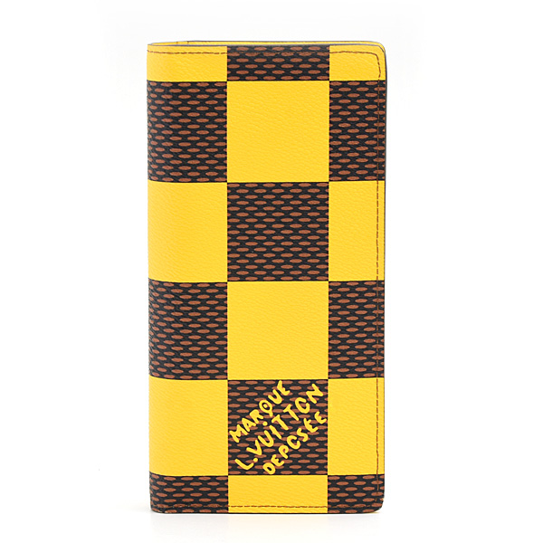 ルイヴィトン 財布 メンズ ダミエポップ ポルトフォイユブラザNM 二つ折り長財布 イエロー Louis Vuitton N40541 中古
