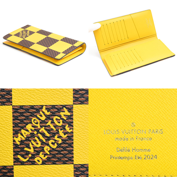 ルイヴィトン 財布 メンズ ダミエポップ ポルトフォイユブラザNM 二つ折り長財布 イエロー Louis Vuitton N40541 中古