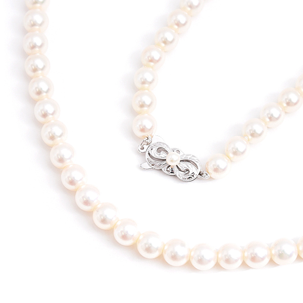 ミキモト ネックレス レディース パール ロングネックレス 6.8mm～7.2mm珠 ホワイトゴールド K14WG MIKIOTO 中古