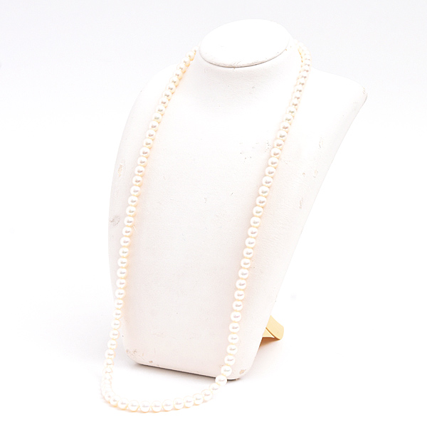 ミキモト ネックレス レディース パール ロングネックレス 6.8mm～7.2mm珠 ホワイトゴールド K14WG MIKIOTO 中古