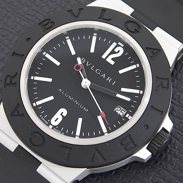 ブルガリ 時計 メンズ ブルガリブルガリ アルミニウム デイト 自動巻 ブラック文字盤 AL BVLGARI BB40AT 中古