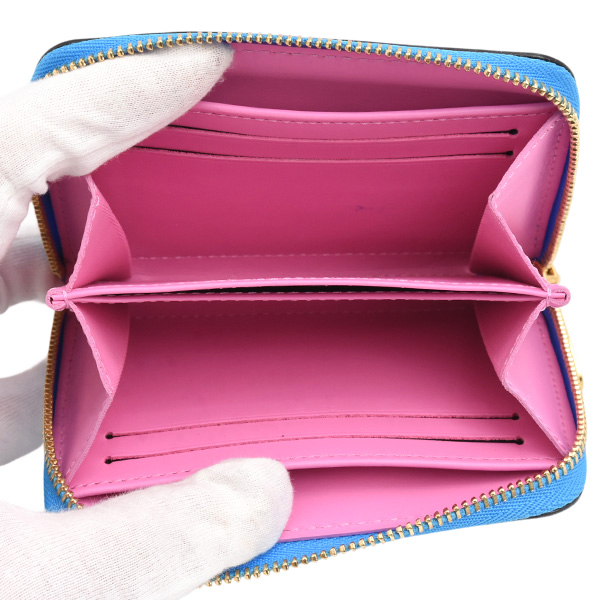 ルイヴィトン 財布 レディース モノグラムヴェルニ ジッピーコインパース 小銭入れ ミニウォレット ベイビーブルーネオン Louis Vuitton M81155 中古