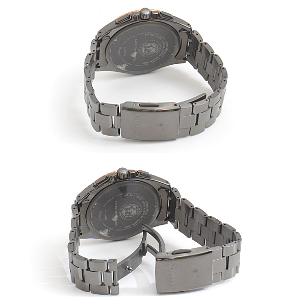 シチズン 時計 メンズ アテッサ エコドライブ ソーラー発電式 限定 チタン TI ブラック文字盤 CITIZEN H804-T024131 中古