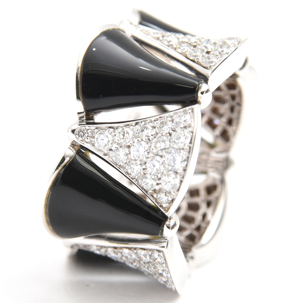 ブルガリ 指輪 レディース ディーヴァドリーム オニキス ダイヤ リング 53号 ホワイトゴールド BVLGARI 750WG 中古