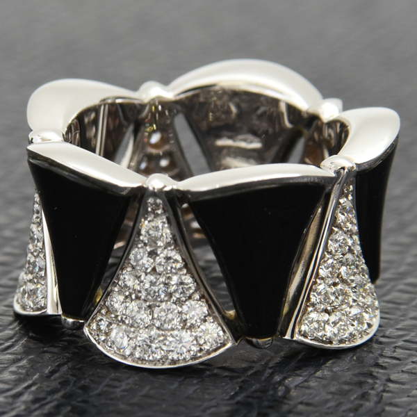 ブルガリ 指輪 レディース ディーヴァドリーム オニキス ダイヤ リング 53号 ホワイトゴールド BVLGARI 750WG 中古