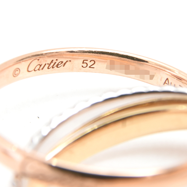 カルティエ 指輪 レディース トリニティ セミパヴェダイヤ SM リング 52号 ゴールド Cartier 750YG×WG×PG 中古