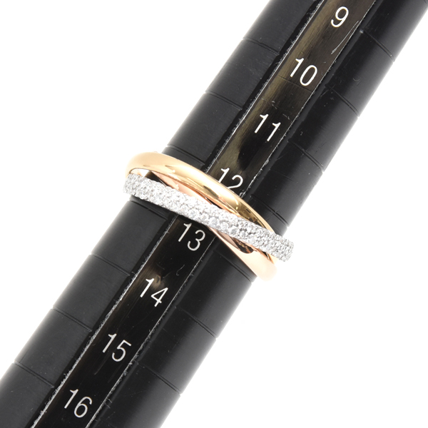 カルティエ 指輪 レディース トリニティ セミパヴェダイヤ SM リング 52号 ゴールド Cartier 750YG×WG×PG 中古