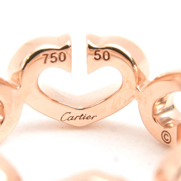 カルティエ 指輪 レディース Cハート ダイヤモンド リング 50号 保証書付 ピンクゴールド Cartier 750PG 中古