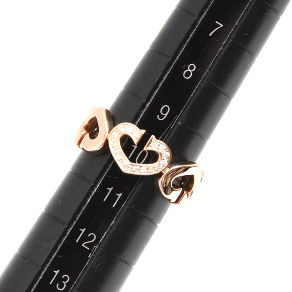 カルティエ 指輪 レディース Cハート ダイヤモンド リング 50号 保証書付 ピンクゴールド Cartier 750PG 中古