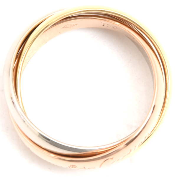カルティエ 指輪 レディース トリニティ リング 49号 約3mm幅 6.6g ゴールド Cartier 750YG×WG×PG 中古