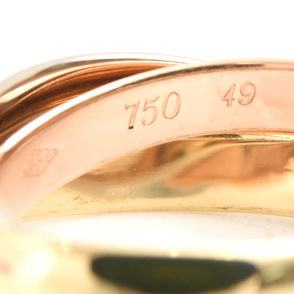 カルティエ 指輪 レディース トリニティ リング 49号 約3mm幅 6.6g ゴールド Cartier 750YG×WG×PG 中古
