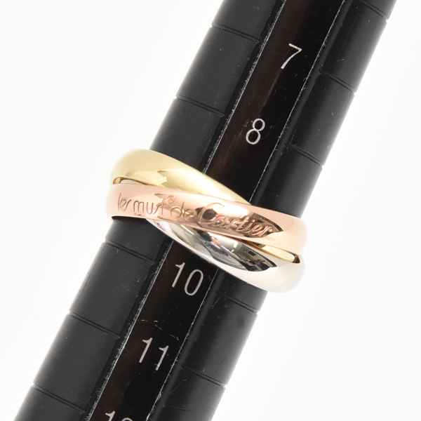 カルティエ 指輪 レディース トリニティ リング 49号 約3mm幅 6.6g ゴールド Cartier 750YG×WG×PG 中古
