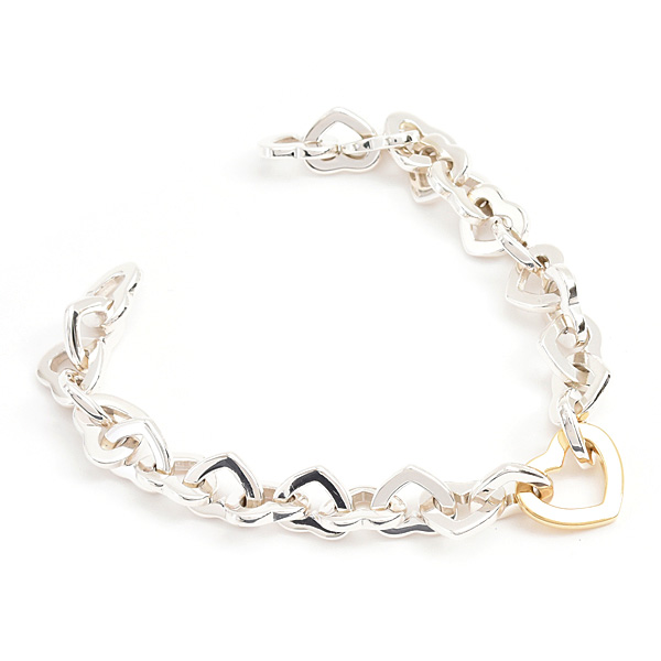 ティファニー ブレスレット レディース ハートリンク チェーン シルバー イエローゴールド SV925 750YG TIFFANY 中古