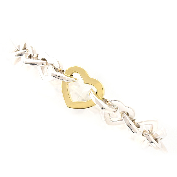 ティファニー ブレスレット レディース ハートリンク チェーン シルバー イエローゴールド SV925 750YG TIFFANY 中古