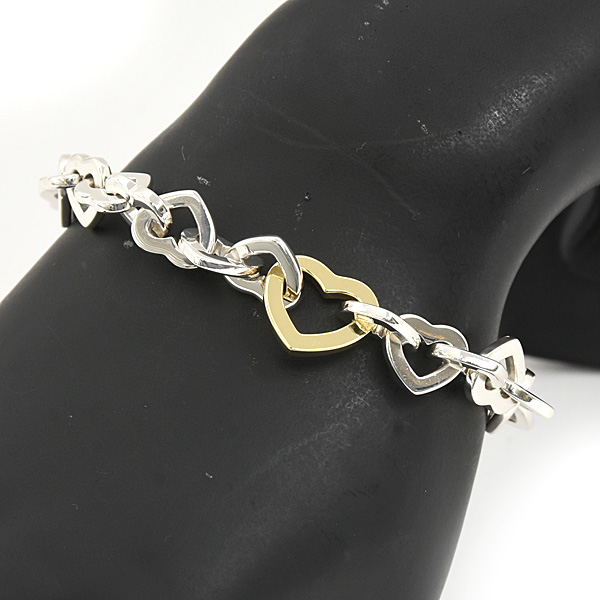 ティファニー ブレスレット レディース ハートリンク チェーン シルバー イエローゴールド SV925 750YG TIFFANY 中古