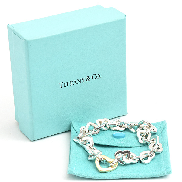 ティファニー ブレスレット レディース ハートリンク チェーン シルバー イエローゴールド SV925 750YG TIFFANY 中古
