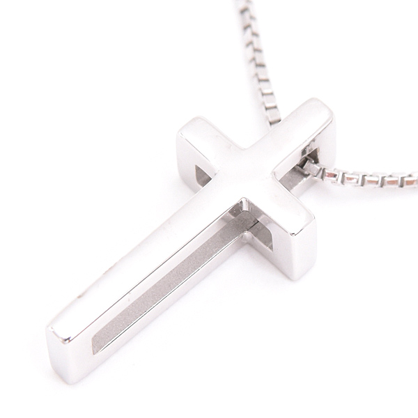 ヴァンドーム青山 ネックレス レディース クロス ペンダント ホワイトゴールド VENDOME AOYAMA K18WG 中古