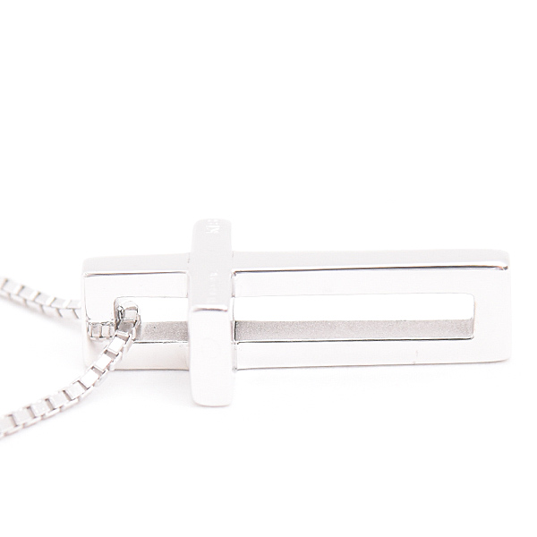 ヴァンドーム青山 ネックレス レディース クロス ペンダント ホワイトゴールド VENDOME AOYAMA K18WG 中古