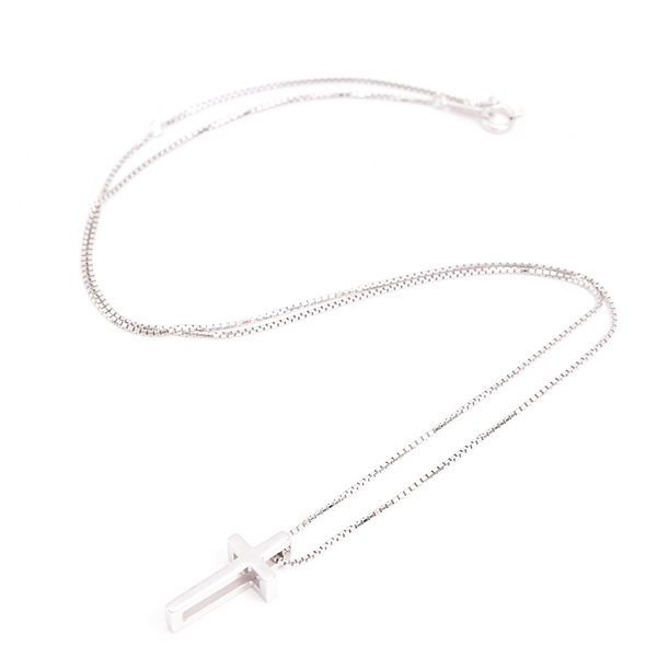 ヴァンドーム青山 ネックレス レディース クロス ペンダント ホワイトゴールド VENDOME AOYAMA K18WG 中古