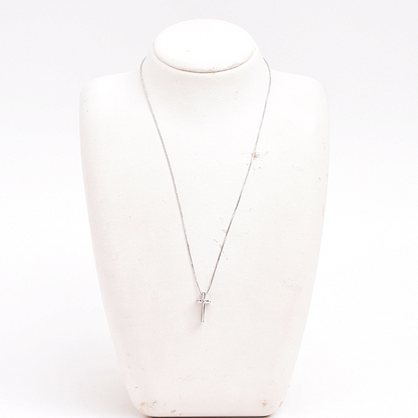 ヴァンドーム青山 ネックレス レディース クロス ペンダント ホワイトゴールド VENDOME AOYAMA K18WG 中古