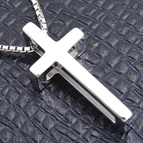 ヴァンドーム青山 ネックレス レディース クロス ペンダント ホワイトゴールド VENDOME AOYAMA K18WG 中古