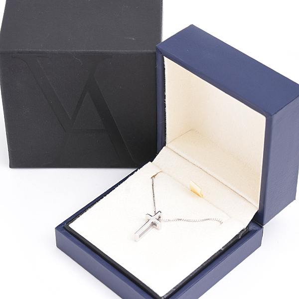 ヴァンドーム青山 ネックレス レディース クロス ペンダント ホワイトゴールド VENDOME AOYAMA K18WG 中古