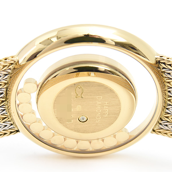 ショパール 時計 メンズ ハッピーダイヤモンド 2重ダイヤベゼル 12Pムービングダイヤ ゴールド 750YG×WG Chopard 212684-0001 中古