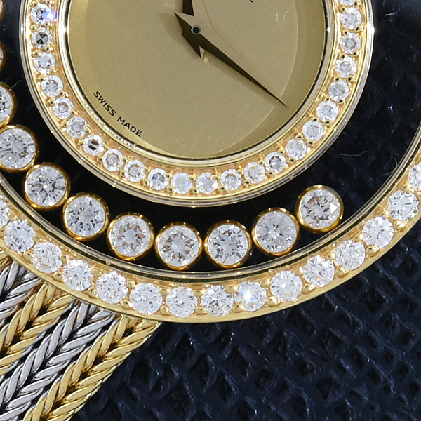 ショパール 時計 メンズ ハッピーダイヤモンド 2重ダイヤベゼル 12Pムービングダイヤ ゴールド 750YG×WG Chopard 212684-0001 中古