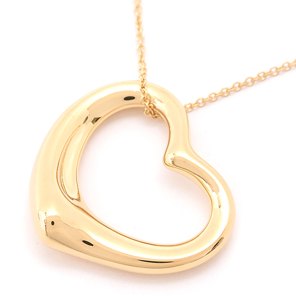 ティファニー ネックレス レディース オープンハート ロング エルサペレッティ イエローゴールド 750YG TIFFANY 中古