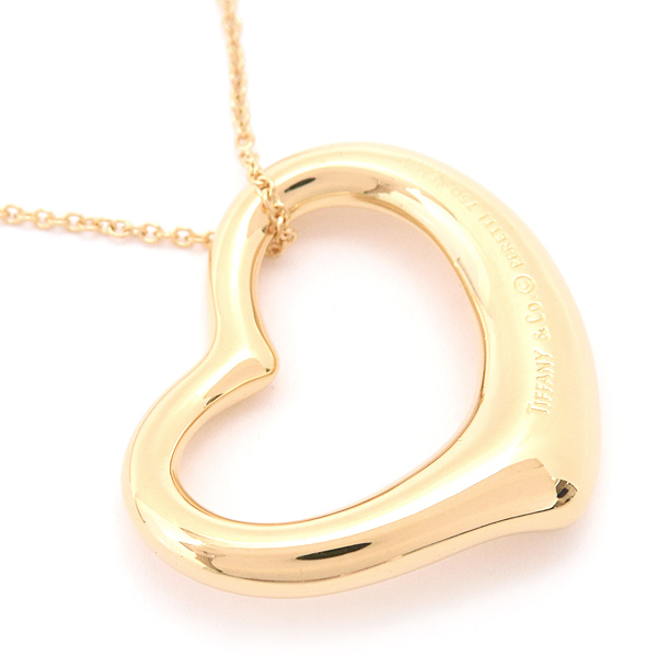 ティファニー ネックレス レディース オープンハート ロング エルサペレッティ イエローゴールド 750YG TIFFANY 中古