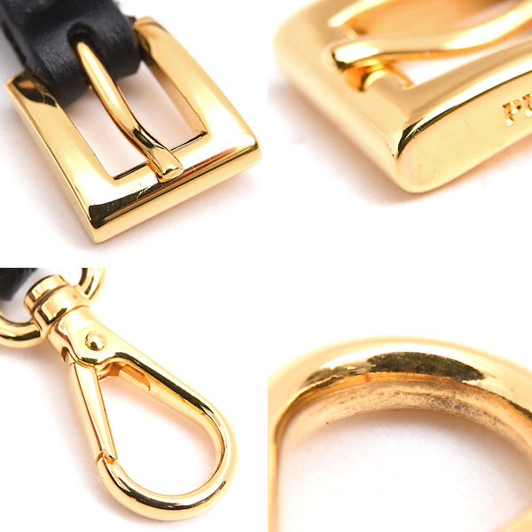 プラダ レディース サフィアーノレザー iPhone X/XS対応 iPhoneケース ネックストラップ付 ネイビー ブルー ブラック PRADA 1ZH058 中古