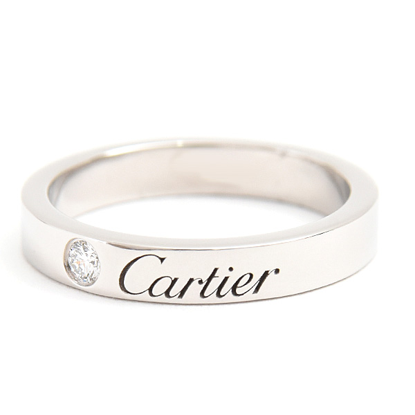 カルティエ 指輪 レディース Cドゥ カルティエ ウェディング 1Pダイヤ リング 46号 実寸6号 プラチナ PT950 Cartier 中古